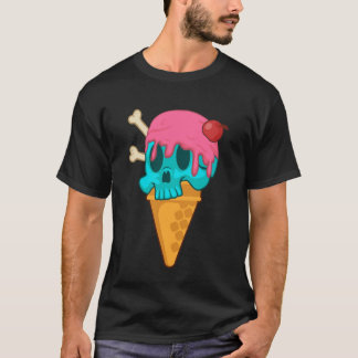 Pastel Goth Skull Ice Cream Dessert Food Ice Cream Tシャツ