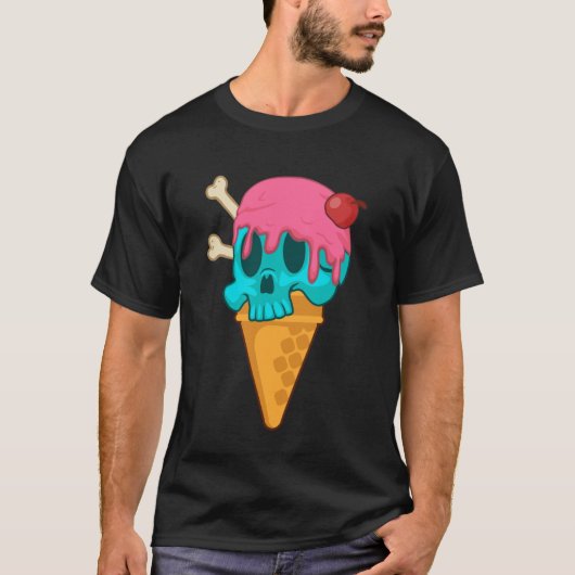 Pastel Goth Skull Ice Cream Dessert Food Ice Cream Tシャツ (正面)
