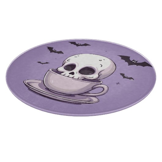 Pastel Goth Skull in Teacup カッティングボード (角)