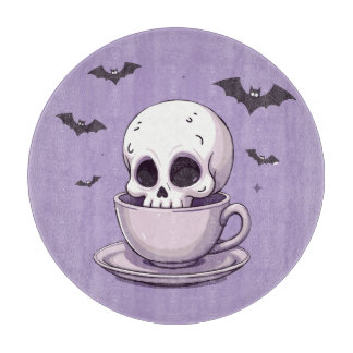 Pastel Goth Skull in Teacup カッティングボード