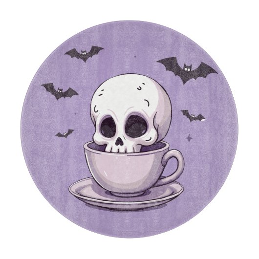 Pastel Goth Skull in Teacup カッティングボード (正面)