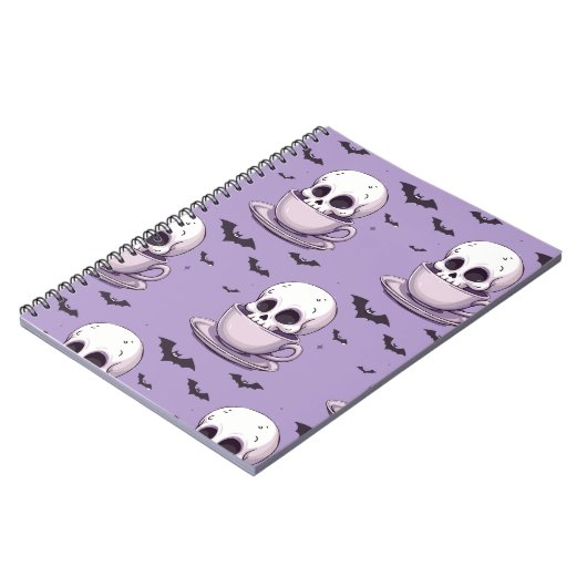 Pastel Goth Skull in Teacup ノートブック (左側)