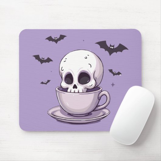 Pastel Goth Skull in Teacup マウスパッド (マウス)