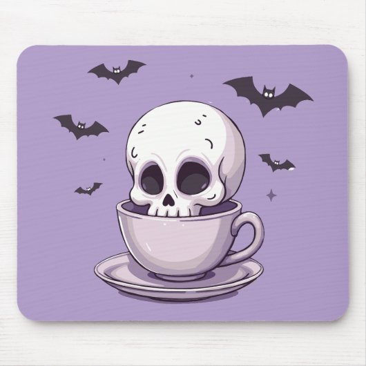 Pastel Goth Skull in Teacup マウスパッド (正面)