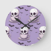 Pastel Goth Skull in Teacup ラウンド壁時計 (正面)
