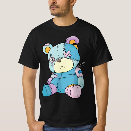 Pastel Goth Teddy Bear Nu Goth Menhera Kawaii Anim Tシャツ (正面)