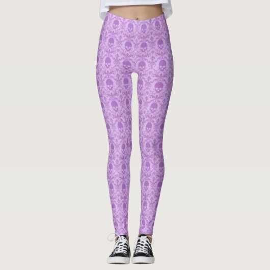 Pastel Gothic Baroque Skull Pattern Leggings レギンス (正面)
