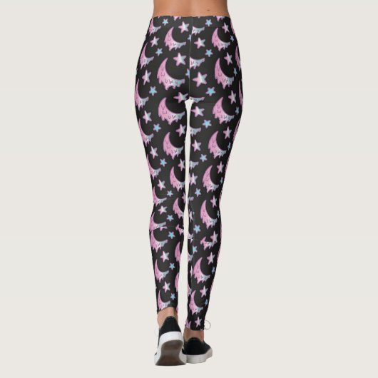 Pastel Gothic Dripping Moon and Stars Leggings レギンス (裏面)