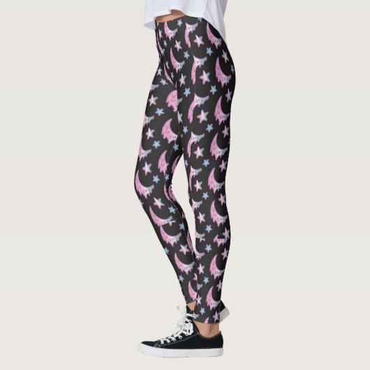 Pastel Gothic Dripping Moon and Stars Leggings レギンス (左)