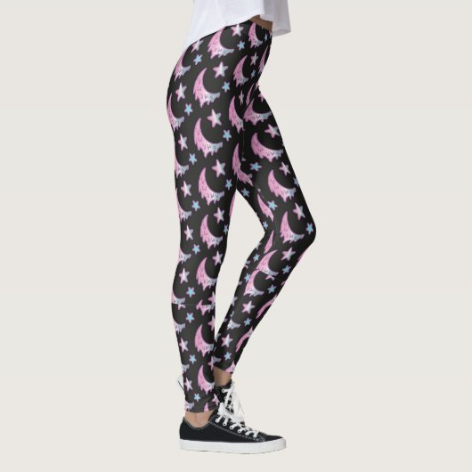 Pastel Gothic Dripping Moon and Stars Leggings レギンス (右)
