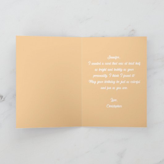 Pastel Gradient 3D Bubble Letters Happy Birthday カード (内部)