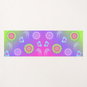 Pastel Gradient Flowers and Butterflies ヨガマット (正面(横))