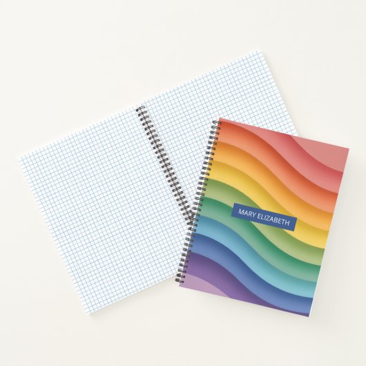 Pastel Gradient Wave Stripes Personalized Notebook ノートブック (内部)