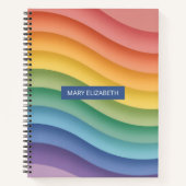 Pastel Gradient Wave Stripes Personalized Notebook ノートブック (正面)