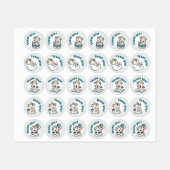 Pastel Gray Blue Baby Dragon Thank you  ラベル (シート)