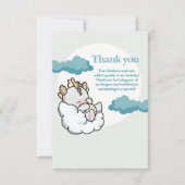 Pastel Gray Blue Cloudy Cute Sleeping Baby Dragon  サンキューカード (正面)