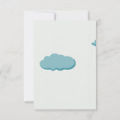 Pastel Gray Blue Cloudy Cute Sleeping Baby Dragon  サンキューカード (裏面)