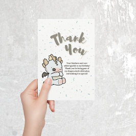 Pastel Gray Blue Cute Baby Dragon サンキューカード