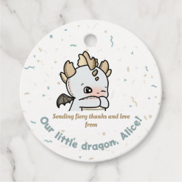 Pastel Gray Brown Cute Baby Dragon Thank you フェイバータグ