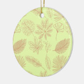 Pastel Green and Beige Leaves Pattern  セラミックオーナメント (左)