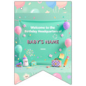 Pastel Green Baby Birthday Bunting Flags バンティングフラッグ (第3の旗)