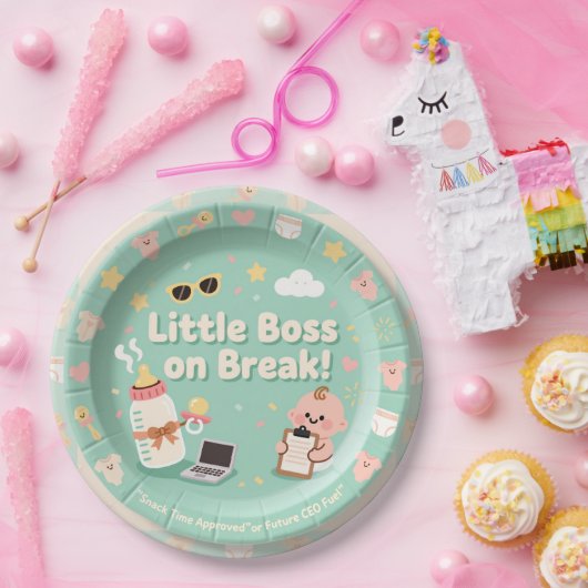 Pastel green Baby Birthday Paper Plates ペーパープレート (パーティー)