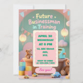 Pastel green Baby Boy Birthday invitation for kids 招待状 (裏面)