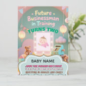 Pastel green Baby Boy Birthday invitation for kids 招待状 (スタンド正面)