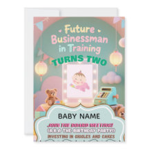 Pastel green Baby Boy Birthday invitation for kids