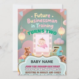 Pastel green Baby Boy Birthday invitation for kids 招待状