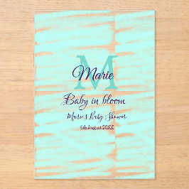 Pastel green baby in bloom monogram baby shower te アクリル招待状