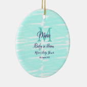 Pastel green baby in bloom monogram baby shower te セラミックオーナメント (右)