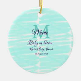 Pastel green baby in bloom monogram baby shower te セラミックオーナメント
