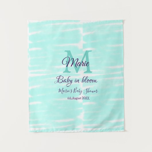 Pastel green baby in bloom monogram baby shower te タペストリー (正面)