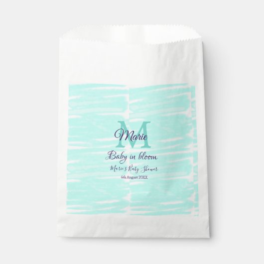 Pastel green baby in bloom monogram baby shower te フェイバーバッグ (正面)