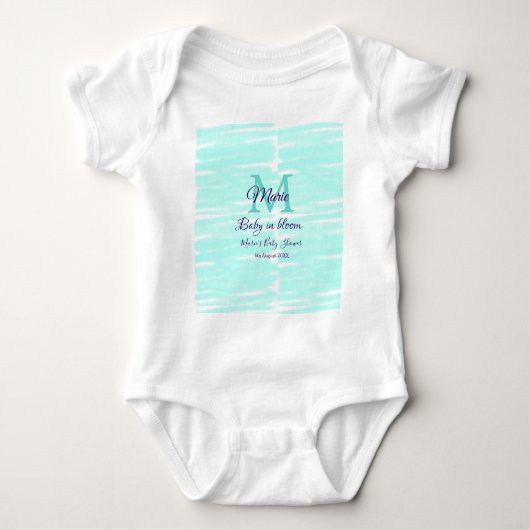 Pastel green baby in bloom monogram baby shower te ベビーボディスーツ (正面)