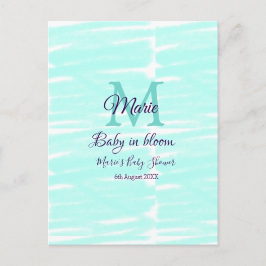 Pastel green baby in bloom monogram baby shower te ポストカード (正面)