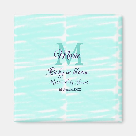 Pastel green baby in bloom monogram baby shower te マグネット (正面)