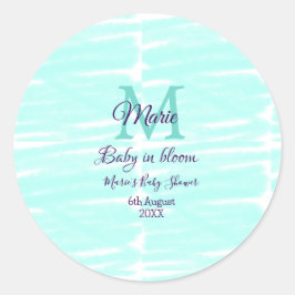 Pastel green baby in bloom monogram baby shower te ラウンドシール