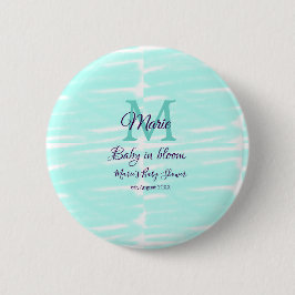 Pastel green baby in bloom monogram baby shower te 缶バッジ