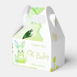 Pastel Green Baby Shower Cute Bunny Party Box フェイバーボックス