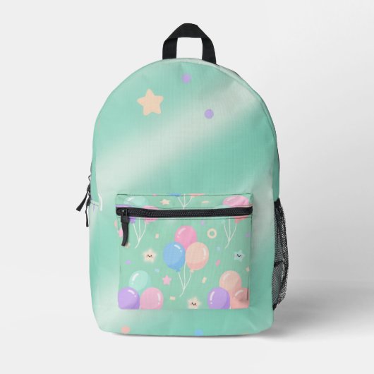 Pastel Green Backpack –Minimalist Aesthetic Travel プリントバックパック (正面)