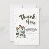 Pastel Green Brown Cute Baby Dragon サンキューカード (正面)