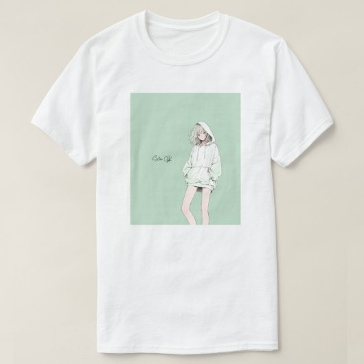 Pastel Green JK Tシャツ｜寿司娘 GenerativeAI Tシャツ (デザイン正面)