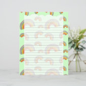 Pastel Green Kawaii Rainbow Stationery Paper (スタンド正面)