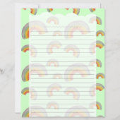 Pastel Green Kawaii Rainbow Stationery Paper (正面)