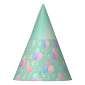 Pastel Green Kids Birthday Party Hats with Balloon パーティーハット (左)