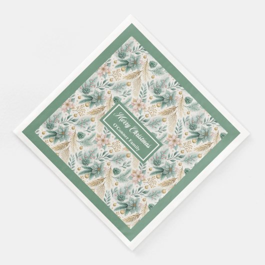 Pastel Green Napkins Personalized Christmas Decor (コーナー)