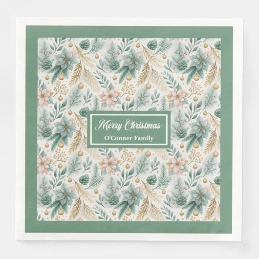 Pastel Green Napkins Personalized Christmas Decor (正面)