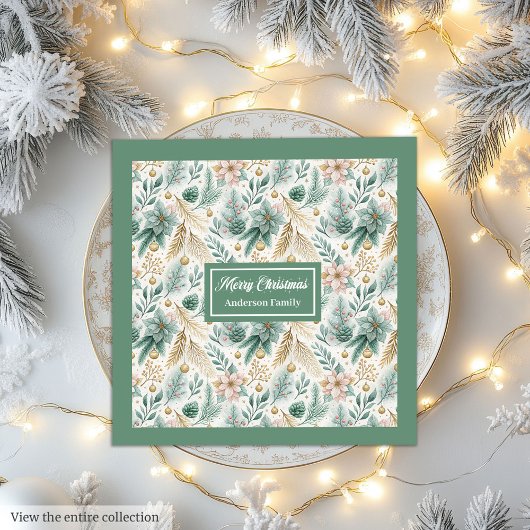 Pastel Green Napkins Personalized Christmas Decor